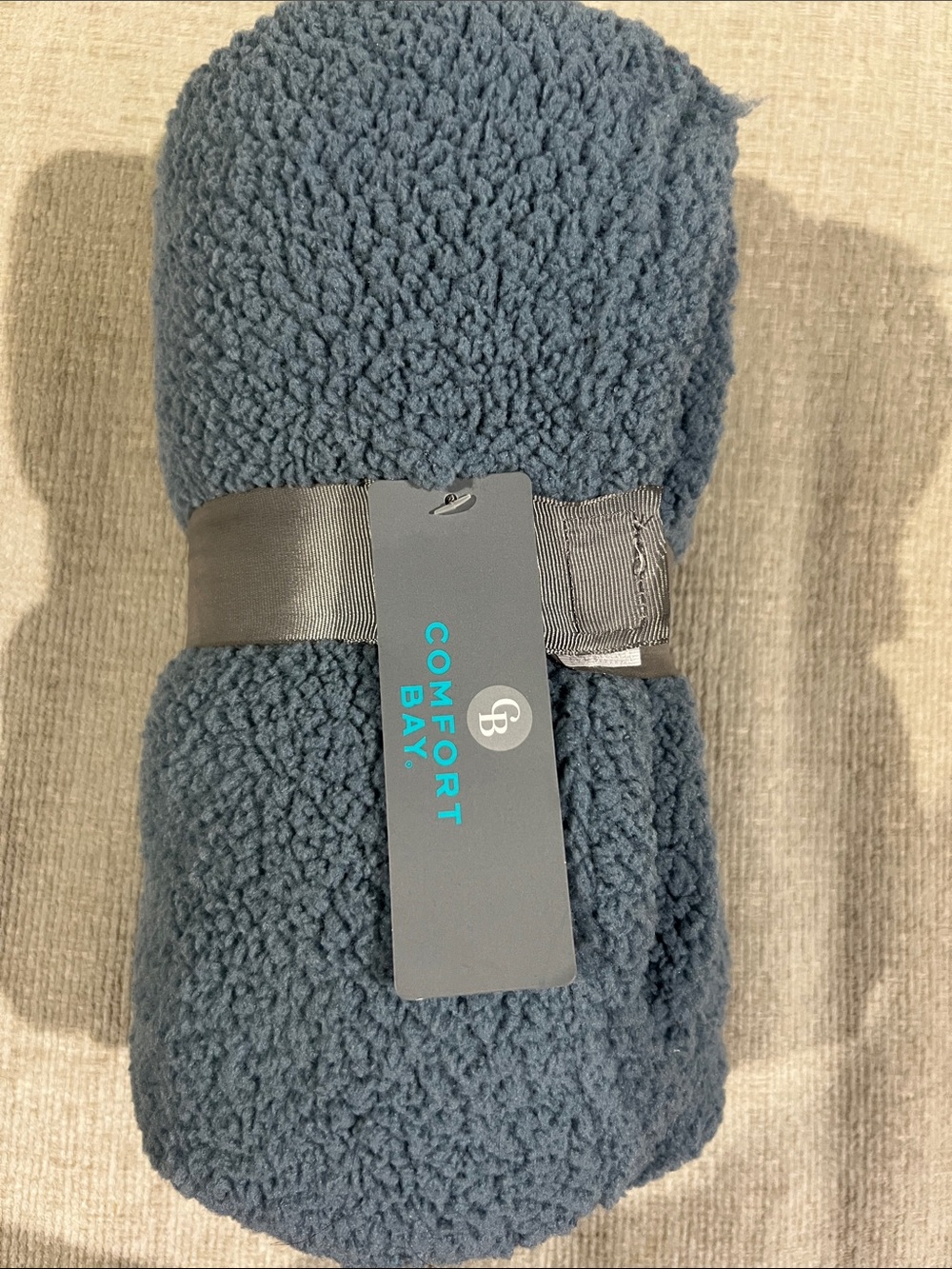 Comfort Bay Sherpa Throw Blanket - Navy Blue